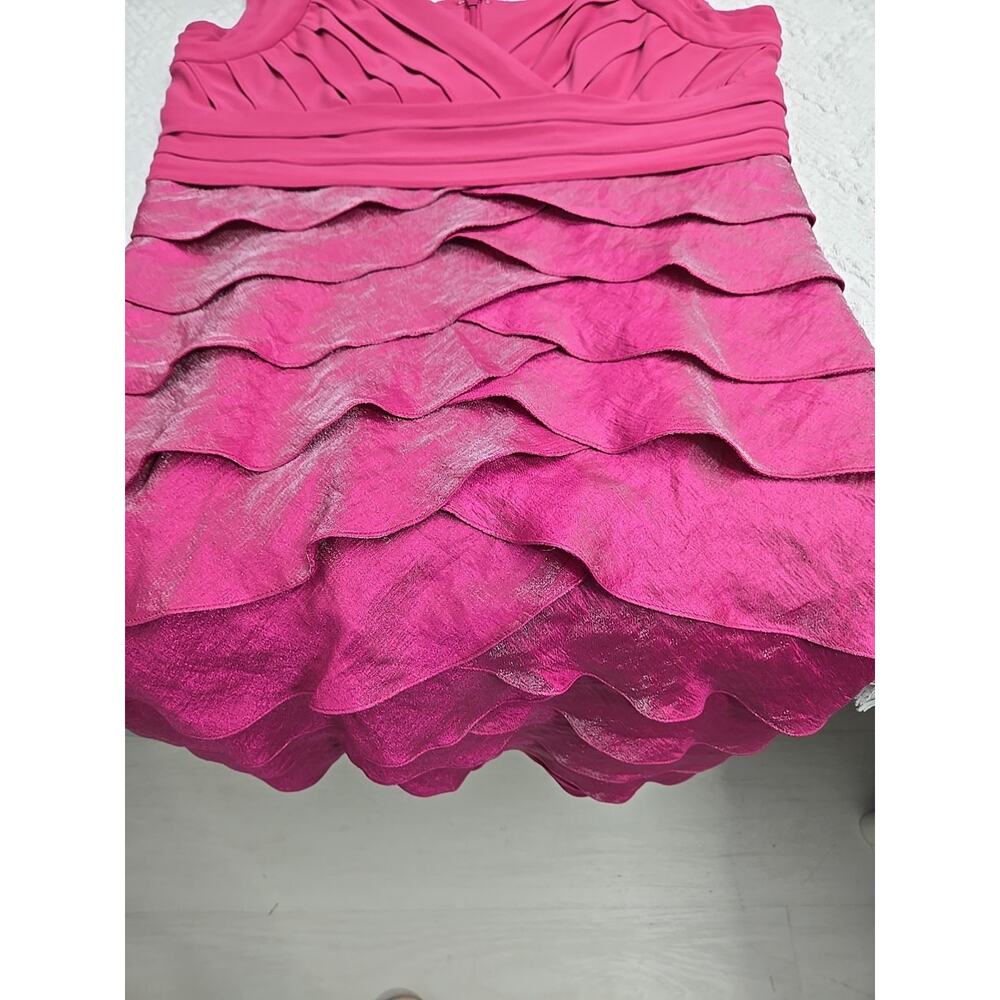 Adrianna Papell Size 12 Shutter Pleated Tiered Pink Cocktail Evening Party Dress - Picture 5 of 9